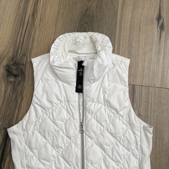 Lululemon Down For A Run Puffer Vest White Womens Size 4 Zip Up Hip Length - Picture 2 of 10